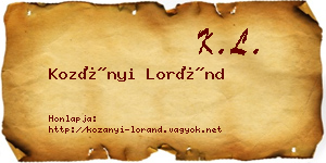 Kozányi Loránd névjegykártya